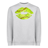 Heather Grey softball lips Heavyweight Sweatshirt - AdoDesignShop