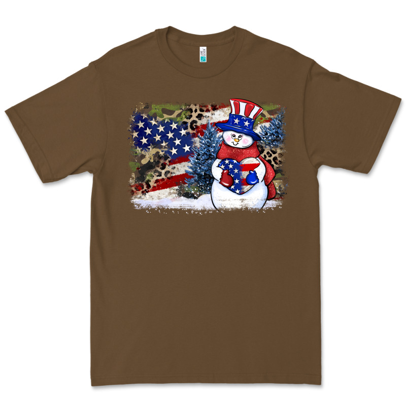 Patriotic Snowman Background 4th Of July Premium Tee by HowdyJamesFarm | Teevron