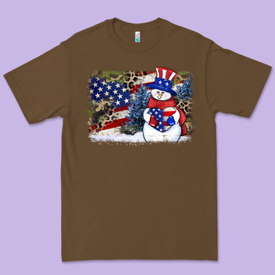 Patriotic Snowman Background 4th Of July Premium Tee Designed By Howdyjamesfarm