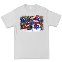 Dove Grey Patriotic snowman background 4th of july Premium Tee - HowdyJamesFarm