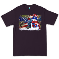 Plum Patriotic snowman background 4th of july Premium Tee - HowdyJamesFarm