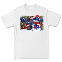 White Patriotic snowman background 4th of july Premium Tee - HowdyJamesFarm