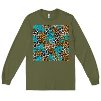 Turquoise Glitter Cowhide Leopard Seamless Pattern Long Sleeve Tee | Teevron