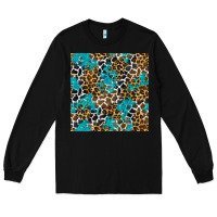 Black turquoise glitter cowhide leopard seamless pattern Long Sleeve Tee - BundleAndBundleShop