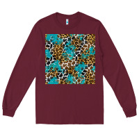 Burgundy turquoise glitter cowhide leopard seamless pattern Long Sleeve Tee - BundleAndBundleShop