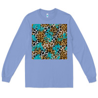 Colony Blue turquoise glitter cowhide leopard seamless pattern Long Sleeve Tee - BundleAndBundleShop