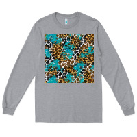 Heather Grey turquoise glitter cowhide leopard seamless pattern Long Sleeve Tee - BundleAndBundleShop