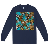 Navy turquoise glitter cowhide leopard seamless pattern Long Sleeve Tee - BundleAndBundleShop