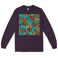 Plum turquoise glitter cowhide leopard seamless pattern Long Sleeve Tee - BundleAndBundleShop