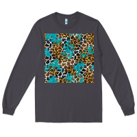 Smoke turquoise glitter cowhide leopard seamless pattern Long Sleeve Tee - BundleAndBundleShop
