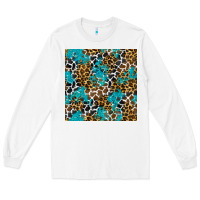 White turquoise glitter cowhide leopard seamless pattern Long Sleeve Tee - BundleAndBundleShop