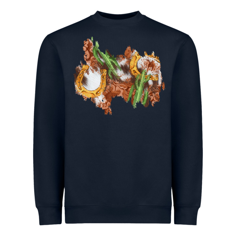 Horseshoe Cowhide Cactus Patch Heavyweight Sweatshirt by AdoDesignShop | Teevron