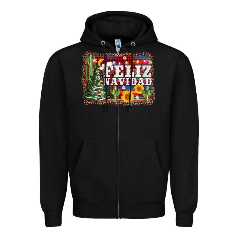 Feliz Navidad Zipper Hoodie by AdoDesignShop | Teevron