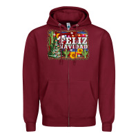 Burgundy feliz navidad Zipper Hoodie - AdoDesignShop