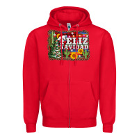 Red feliz navidad Zipper Hoodie - AdoDesignShop