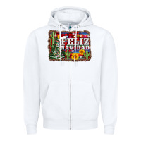 White feliz navidad Zipper Hoodie - AdoDesignShop
