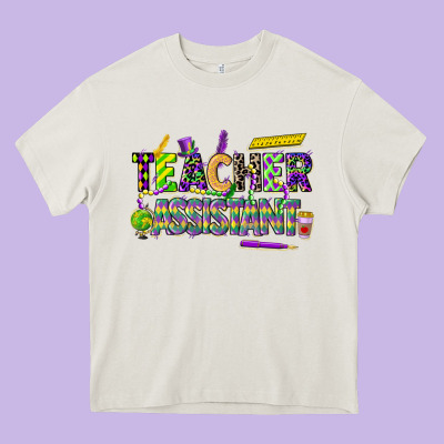 Mardi Gras Teacher Assistant Heavy Core Tee Designed By Cowgirlartshop