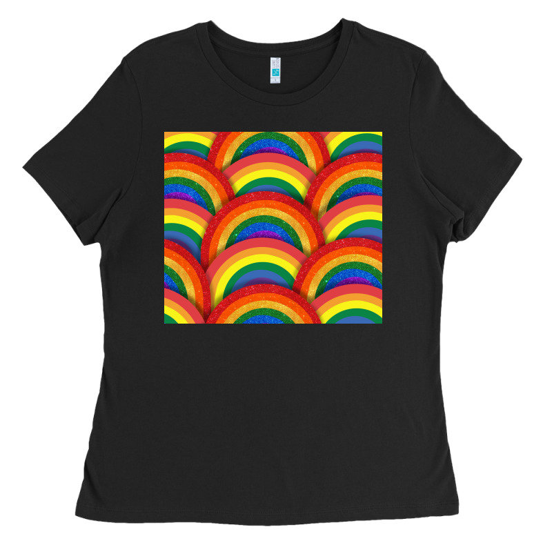 Pride Rainbow Glitter Tumbler Ladies Tee by FaDigitalArtStudio | Teevron