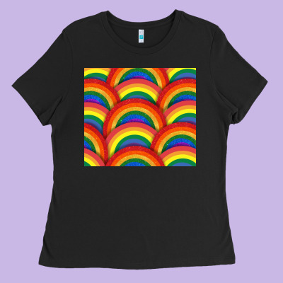 Pride Rainbow Glitter Tumbler Ladies Tee Designed By Fadigitalartstudio