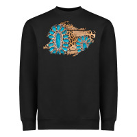 Black gemstone wood leopard patch Heavyweight Sweatshirt - AdoDesignShop