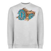 Heather Grey gemstone wood leopard patch Heavyweight Sweatshirt - AdoDesignShop