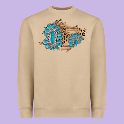 Gemstone Wood Leopard Patch Heavyweight Sweatshirt Designed By Adodesignshop