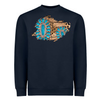 Navy gemstone wood leopard patch Heavyweight Sweatshirt - AdoDesignShop