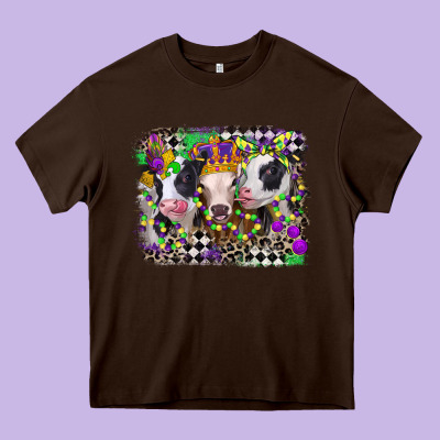 Mardi Gras Heifers Heavy Core Tee Designed By Cowgirlartshop