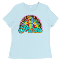 Baby Blue pride rainbow Ladies Tee - OliviaCreatesArt