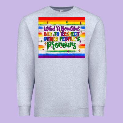 What A Beautiful Day To Respect Other People's Pronouns  Tumbler Premium Sweatshirt Designed By Jahusdesignshop