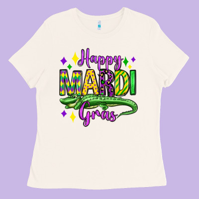 Happy Mardi Gras Alligator Olivia Ladies Tee Designed By Oliviacreatesart