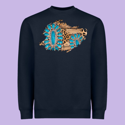 Gemstone Wood Leopard Patch Heavyweight Sweatshirt Designed By Adodesignshop