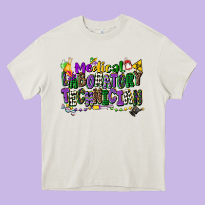 Medical Laboratory Technician Mardi Gras Heavy Core Tee Designed By Cowgirlartshop