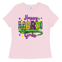 Bubblegum Pink happy mardi gras alligator olivia Ladies Tee - OliviaCreatesArt