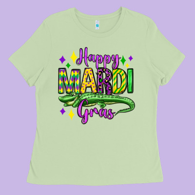 Happy Mardi Gras Alligator Olivia Ladies Tee Designed By Oliviacreatesart