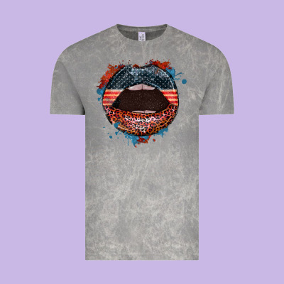 American Flag Lips 4th Of July Vintage Tee Designed By Fadigitalartstudio