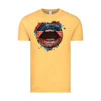 Vintage Mustard American flag lips 4th of july Vintage Tee - FaDigitalArtStudio