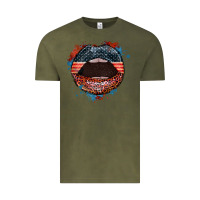 Vintage Olive American flag lips 4th of july Vintage Tee - FaDigitalArtStudio