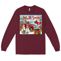 Burgundy Let It Snow Tumbler Long Sleeve Tee - FaDigitalArtStudio
