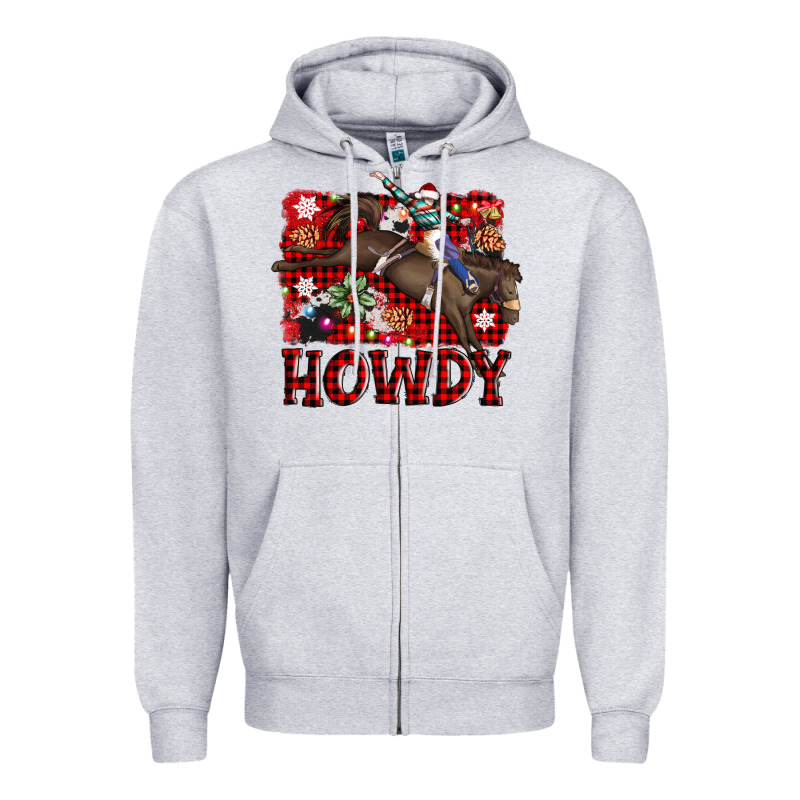 Rodeo Christmas Howdy Zipper Hoodie by AdoDesignShop | Teevron