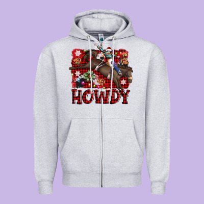 Rodeo Christmas Howdy Zipper Hoodie Designed By Adodesignshop