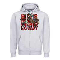 Heather Grey rodeo christmas howdy Zipper Hoodie - AdoDesignShop