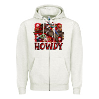 Oatmeal Heather rodeo christmas howdy Zipper Hoodie - AdoDesignShop