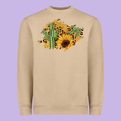 Cactus Leopard Sunflower Glitter  Patch Heavyweight Sweatshirt Designed By Adodesignshop