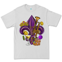 Dove Grey Fleur de lis Mardi Gras Premium Tee - HowdyJamesFarm
