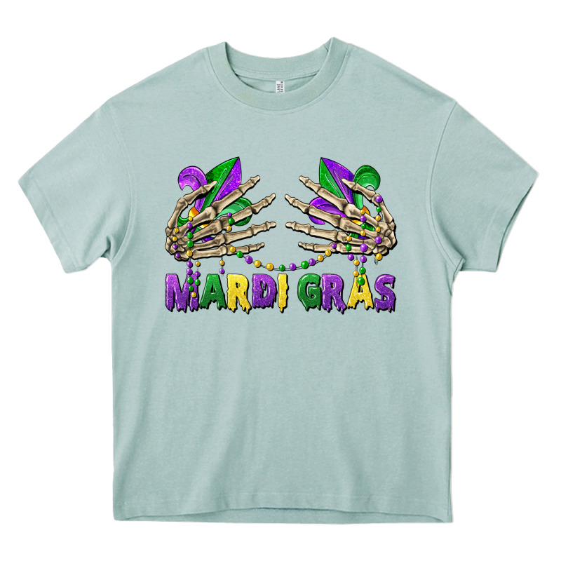 Mardi Gras Skeleton Hands Heavy Core Tee by CowGirlArtShop | Teevron