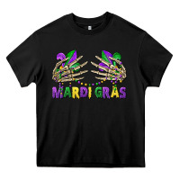 Black mardi gras skeleton hands Heavy Core Tee - CowGirlArtShop