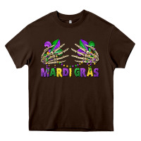 Chocolate Brown mardi gras skeleton hands Heavy Core Tee - CowGirlArtShop