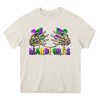 Cream mardi gras skeleton hands Heavy Core Tee - CowGirlArtShop