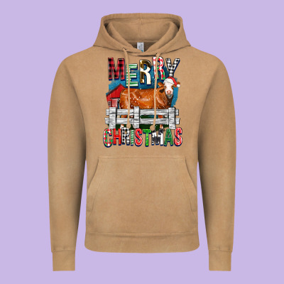 Merry Christmas Simmental Cow Vintage Hoodie Designed By Fadigitalartstudio